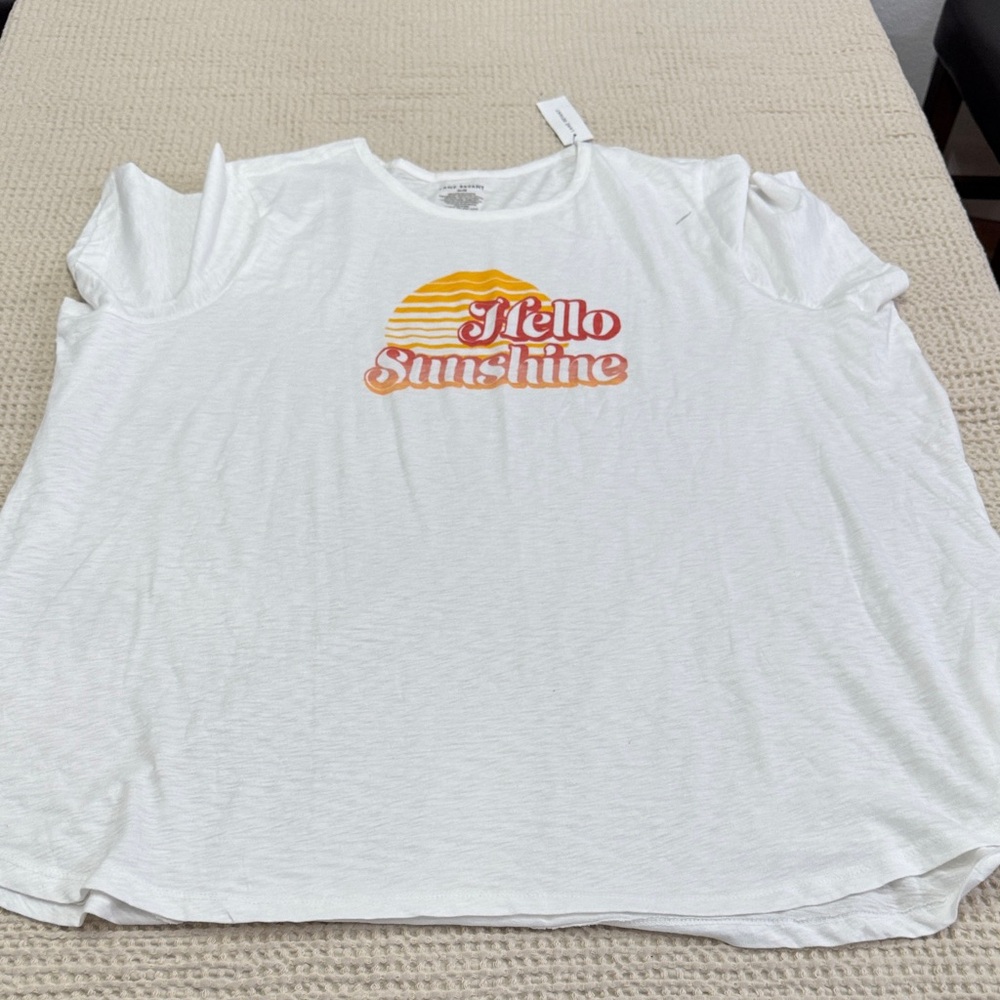 Lane Bryant White Tee with 'Hello Sunshine' Graphic
